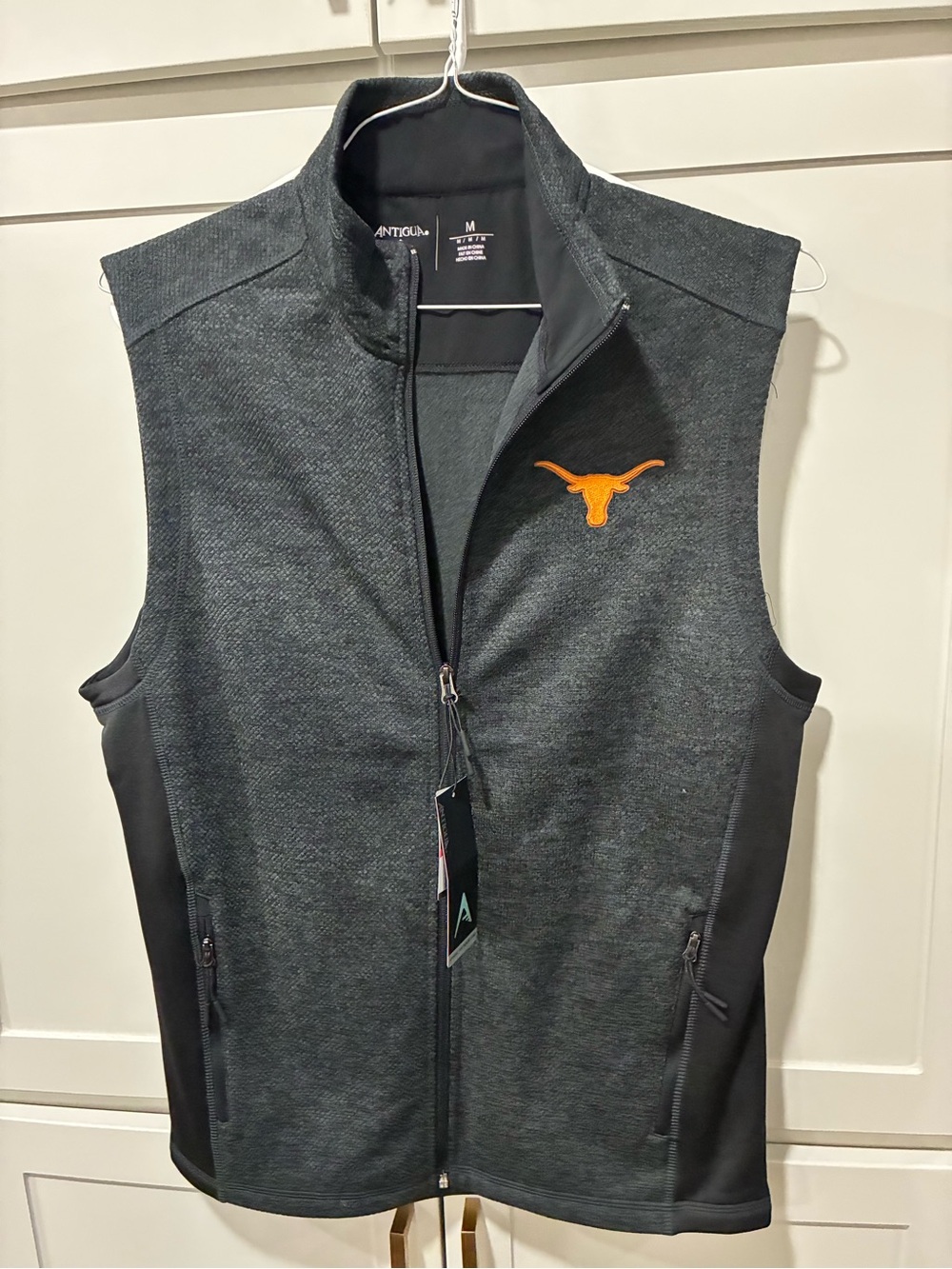 Antigua Men's Charcoal Gray Vest with Orange UT Longhorn Logo